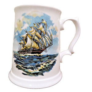 Royal Grafton Aynsley Clipper Ship Boat Stein Tankard Mug - Bone China England